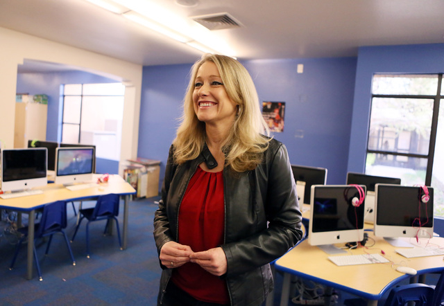 Camille McCue, director of technology innovations, participates in an interview in a Lower School discovery lab at The Adelson Educational Campus Tuesday, March 15, 2016, in Las Vegas. The school  ...