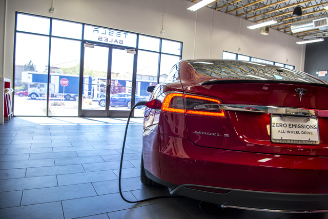 The Tesla Motors showroom in Las Vegas is shown on Tuesday, April 5, 2016. Joshua Dahl/Las Vegas Review-Journal