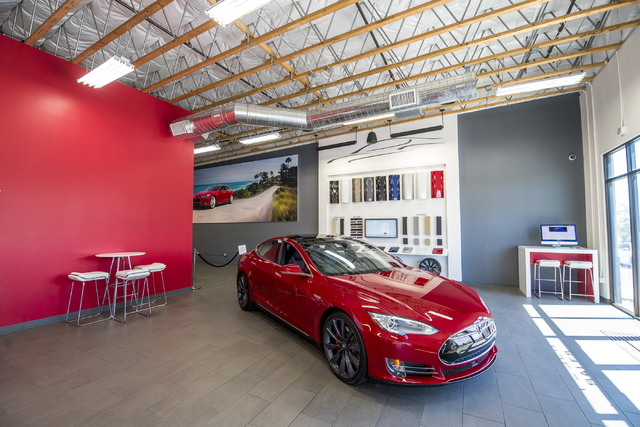 The Tesla Motors showroom in Las Vegas is shown on Tuesday, April 5, 2016. (Joshua Dahl/Las Vegas Review-Journal)