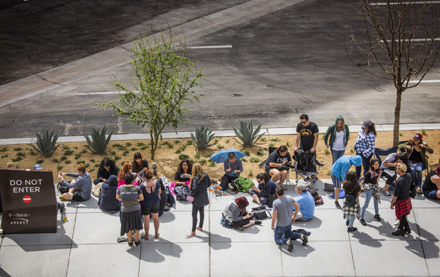 The Killer fans wait in line for the opening of T-Mobile Arena on Wednesday, April 6, 2016. Some fans got in line as early as Tuesday morning. Jeff Scheid/Las Vegas Review-Journal Follow @jlscheid