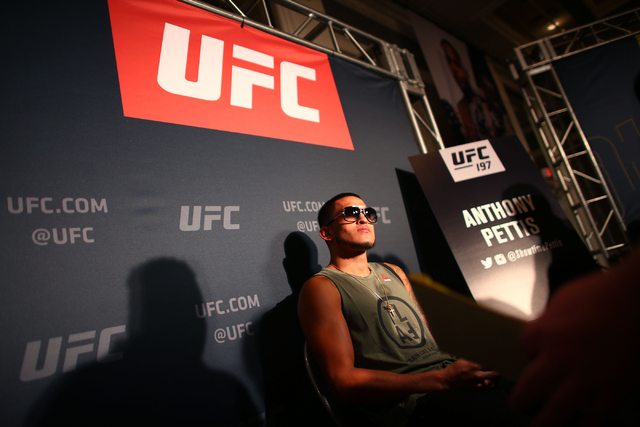 Anthony Pettis speaks with reporters ahead of UFC 197 at the MGM Grand hotel-casino in Las Vegas on Thursday, April 21, 2016. Chase Stevens/Las Vegas Review-Journal Follow @csstevensphoto
