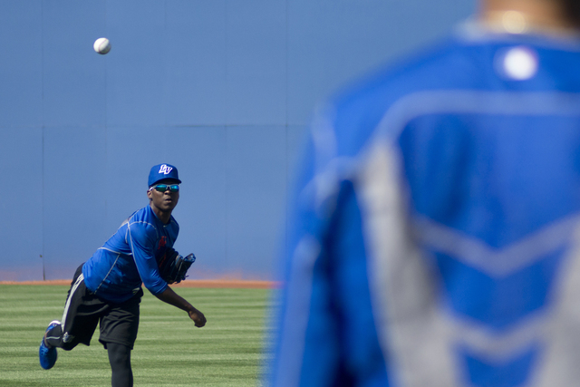 Rafael Montero (50) throws a ball during media day for the Las Vegas 51s at Cashman Field in Las Vegas on Tuesday, April 5, 2016. The event was held ahead of opening Thursday’s season opene ...