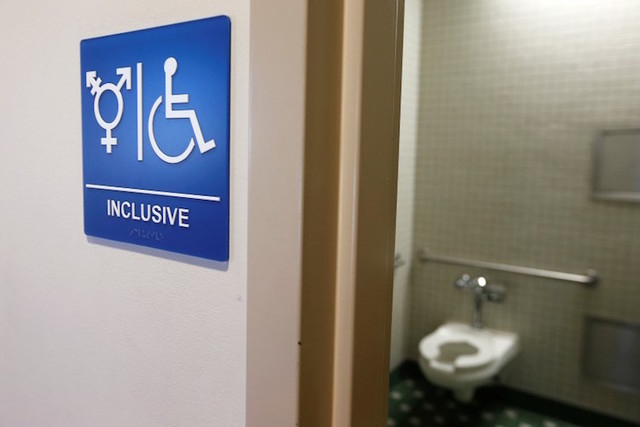 A gender-neutral bathroom is seen at the University of California, Irvine in Irvine, California. (Lucy Nicholson/REUTERS)