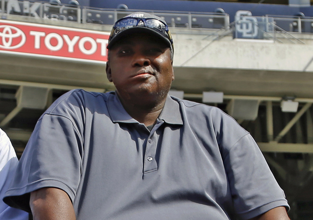 FILE - In this June 11, 2013 file photo, Hall of Famer Tony Gwynn watches batting practice during warmups prior to a baseball game between the San Diego Padres and the Atlanta Braves in San Diego. ...