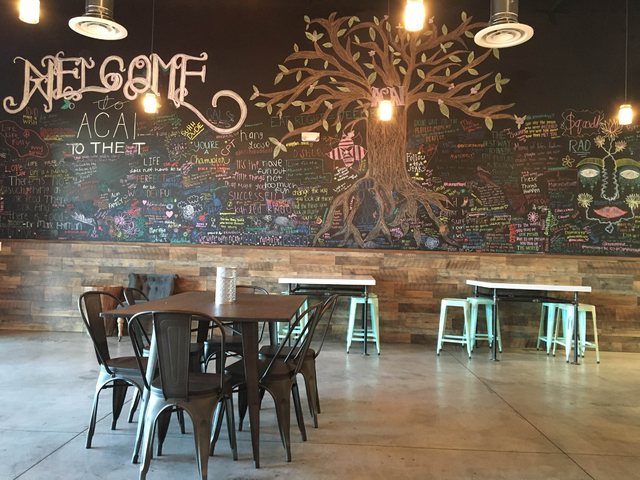 A wallk inside Acai to the T's new northwest location at 5635 Centennial Center Blvd. Suite 110, features inspirational sayings and quotes. Sandy Lopez/View