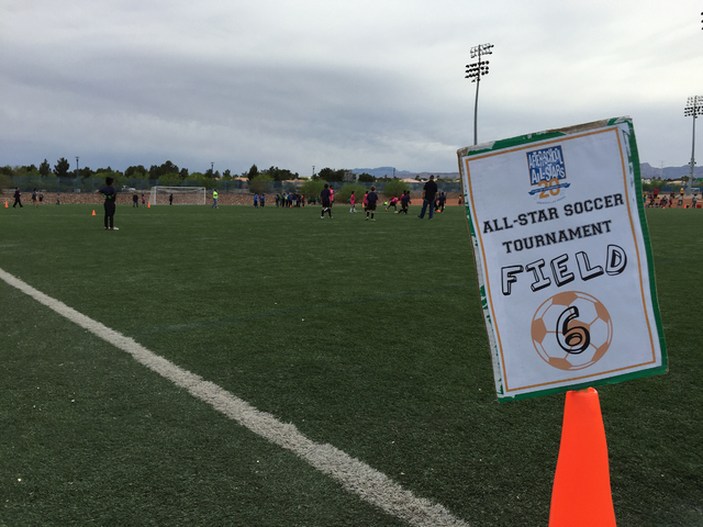 Approximately 360 students from nine Las Vegas elementary schools and enrolled in After-School All-Stars Las Vegas participate in the annual All-Star Soccer Tournament April 7, 2016, at the Kellog ...
