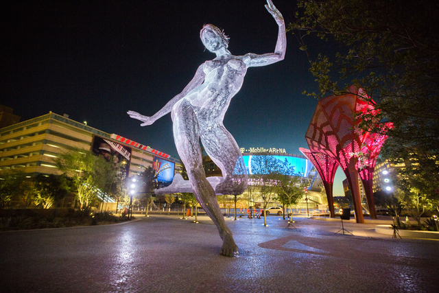 Bliss Dance sculpture created by artist Marco Cochrane is seen in The Park on Wednesday, March 23, 2016. Jeff Scheid/Las Vegas Review-Journal Follow @jlscheid