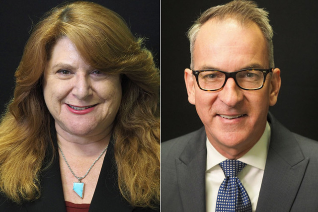 Candidates for assembly district 20, from left, Democrats Ellen Spiegel (incumbent) and Darren Welsh. The two will face off in the primary. (Las Vegas Review-Journal)