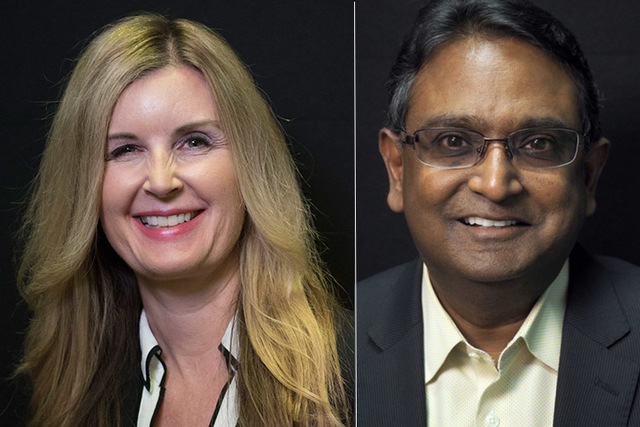 Candidates for state assembly district 23, from left, Republicans Melissa Woodbury (incumbent) and Swadeep Nigam. The two will face off in the primary. (Las Vegas Review-Journal)