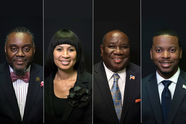 Candidates for state assembly district 6, from left, Democrats Arrick Foster, Valencia Burch, Macon Jackson, William McCurdy II. (Las Vegas Review-Journal)