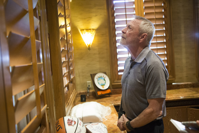 Mike Luce, longtime president of the The Walters Group, shows the office of Bill Walters, famed sports bidder and developer, during an interview at the Bali Hai Golf Club on Wednesday, May 25, 201 ...