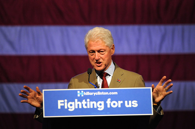 Former President Bill Clinton campaigns for his wife, Hillary Clinton, on Friday, May 20, 2016, in Sioux Falls, S.D. (James Nord/The Associated Press)