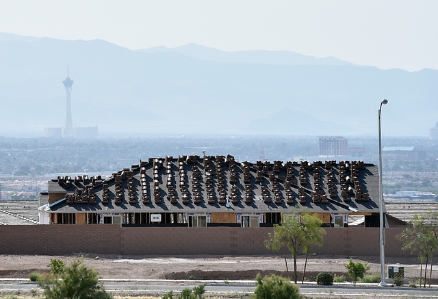 A home is seen under construction Monday, May 23, 2016, in Henderson. Newly released U.S. Census data puts Las Vegas in the 28th most populous spot among American cities. David Becker/Las Vegas Re ...