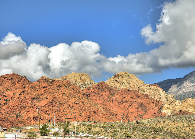 The Spring Mountains are the backdrop for these Calico Basin homes in Red Rock Canyon National Conservation Area. (COURTESY OF SYNERGY, SOTHEBY'S INTERNATIONAL REALTY)
