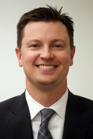 Sam Bateman, an incumbent candidate for Henderson City Council Ward 4, poses for a photo before talking to the Las Vegas Review-Journal editorial board at the Review-Journal offices in Las Vegas T ...
