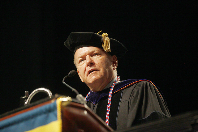 Dr. Ray Alden speaks at Touro University Nevada's graduation ceremony at the Rio Hotel and Casino Sunday, May 15, 2016. Rachel Aston/Las Vegas Review-Journal Follow @rookie__rae