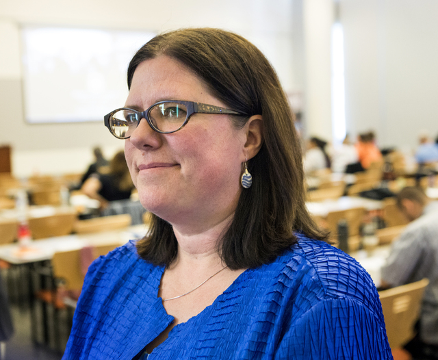 UNLV Associate Professor Dr. Alexis Kennedy is shown during a seminar on human trafficking and child exploitation at Lloyd George U.S. Courthouse in Las Vegas on Wednesday, May 25, 2016. Jeff Sche ...