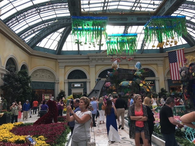 Guests are shown admiring the Conservatory's "Under the Sea" display on Friday, May 20, 2016. (Caitlin Lilly/Las Vegas Review-Journal)