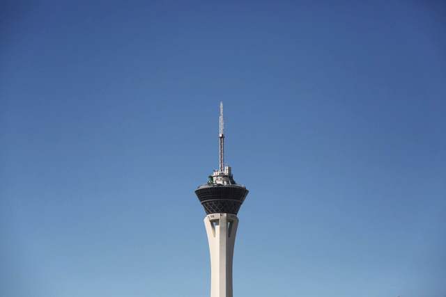 The Stratosphere stands tall in a cloudless Las Vegas sky on Friday, May 27, 2016. (Brett Le Blanc/Las Vegas Review-Journal) Follow @bleblancphoto