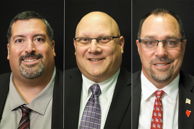 Candidates for Las Vegas Justice of the Peace Dept. 9, from left, Joe Bonaventure (incumbent), Steven Goldstein, Robert Kurth. The three will face off in the June primary. (Las Vegas Review-Journal)