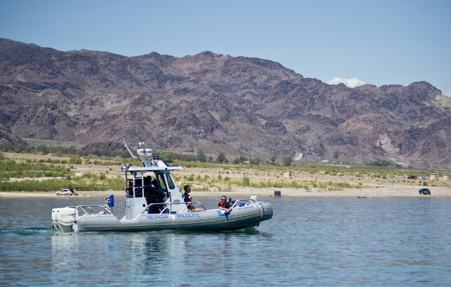 A Nevada Division of Wildlife boat heads out on Lake Mead on Friday, May 27, 2016. (Daniel Clark/Las Vegas Review-Journal) Follow @DanJClarkPhoto