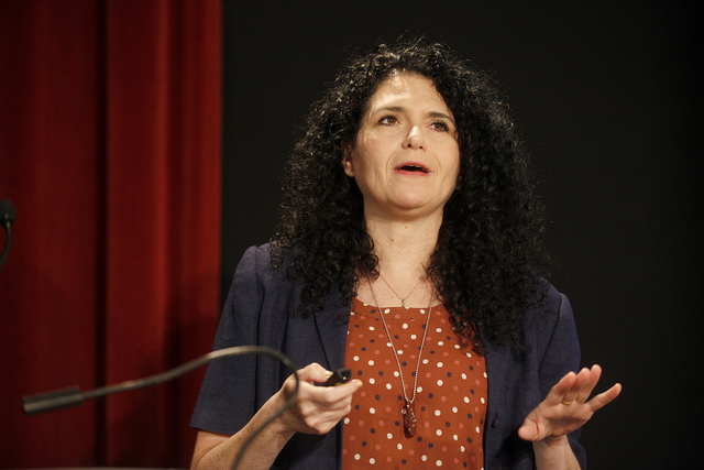 Dr. Sue Sisley speaks at the panel event "Breaking Barriers to Medical Marijuana Research" in the Greenspun School of Journalism Auditorium at UNLV on Wednesday, May 25, 2016. Rachel Aston/Las Veg ...