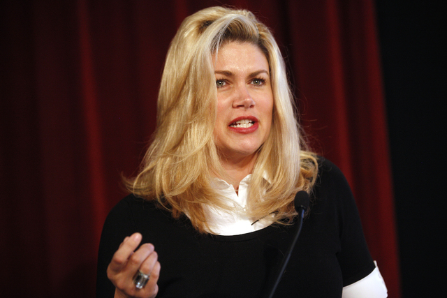 Nevada State Sen. Patricia Farley speaks at the panel event "Breaking Barriers to Medical Marijuana Research" in the Greenspun School of Journalism Auditorium at UNLV on Wednesday, May 25, 2016. R ...