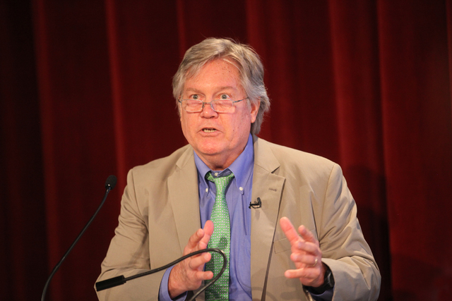 Nevada State Sen. Tick Segerblom speaks at the panel event "Breaking Barriers to Medical Marijuana Research" in the Greenspun School of Journalism Auditorium at UNLV on Wednesday, May 25, 2016. Ra ...