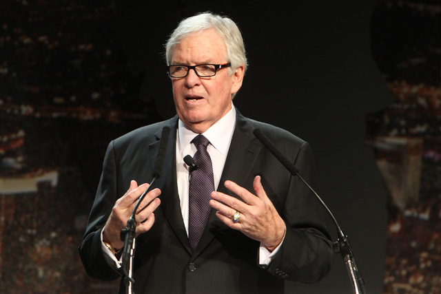 Bill Foley speaks during a news conference to kick off an NHL ticket deposit drive being held to try and draw an NHL team to Las Vegas Tuesday, Feb. 10, 2015, at the MGM Grand. (Sam Morris/Las Veg ...