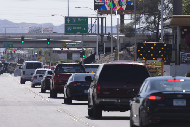 Traffic passes by Grace Presbyterian Church on Charleston Boulevard near I-15 in Las Vegas Sunday, May 22, 2016. Two lanes on Charleston Boulevard are closed to Eastbound traffic for construction. ...