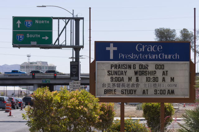 The sign for Grace Presbyterian Church on Charleston Boulevard near I-15 in Las Vegas is seen Sunday, May 22, 2016. Jason Ogulnik/Las Vegas Review-Journal