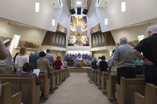 The choir sings during services in the sanctuary at Grace Presbyterian Church at 1515 W. Charleston Blvd. in Las Vegas Sunday, May 22, 2016. Jason Ogulnik/Las Vegas Review-Journal