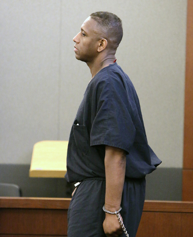 Bobby Richards, who was convicted of murdering his wife, Bronwyn Richards, appears during his sentencing at the Regional Justice Center in Las Vegas on Thursday, May 5, 2016. Richards was sentence ...