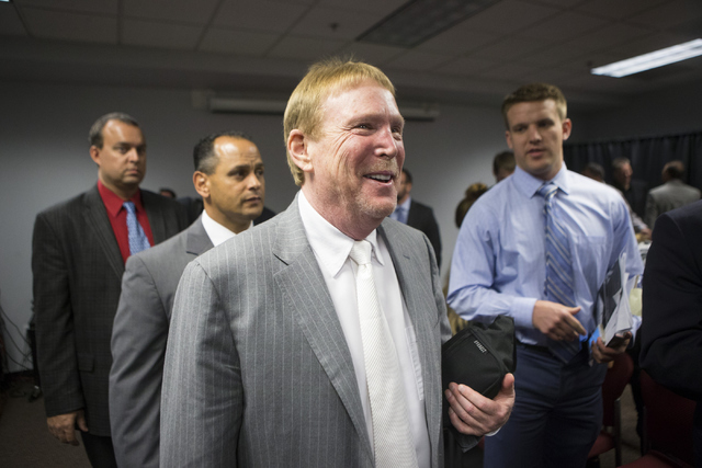 Oakland Raiders owner Mark Davis looks on during a press conference on the proposed Las Vegas dome stadium at the Stan Fulton Building at UNLV on Thursday, April 28, 2016, in Las Vegas. Erik Verdu ...