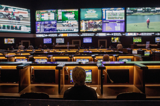 A man watches sports at the Green Valley Ranch race and sports book on Thursday, May 12, 2016. The resort has added ultra-high-definition LED displays at the sports book. Jeff Scheid/Las Vegas Rev ...