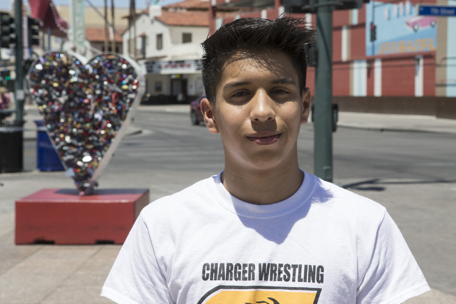 Ivan DeAnda, 18, of Las Vegas is interviewed near the Container Park at Fremont Street on Friday, May 13, 2016, in Las Vegas. Erik Verduzco/Las Vegas Review-Journal Follow @Erik_Verduzco