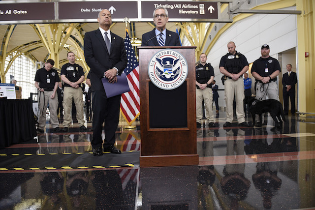 Transportation Security Administration (TSA) Administrator Peter Neffenger speaks at a press conference at Ronald Reagan Washington National Airport on Friday, May 13, 2016. (Sait Serkan Gurbuz/AP)