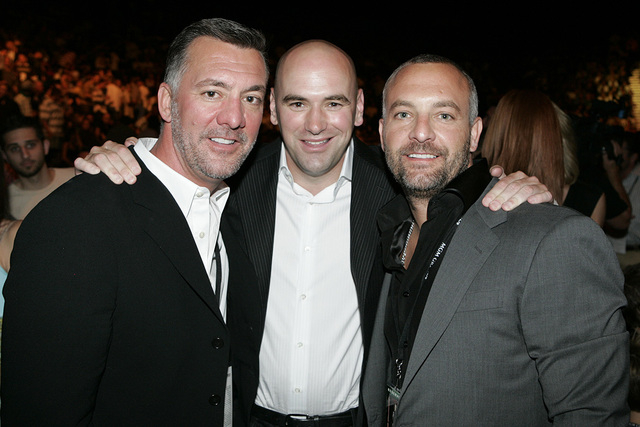 UFC owners, from left, Frank Fertitta III, Dana White and Lorenzo Fertitta attend UFC 71, Saturday May 26th, 2007 at The MGM Grand Arena in Las Vegas. (AP Photo/Eric Jamison)