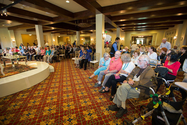 The crowd at Las Ventanas in Summerlin listens to U.S. Sen. Cory Booker and his mother, Carolyn, speak during a May 7, 2016, Mother's Day-themed event. Richard Brian/Special to View