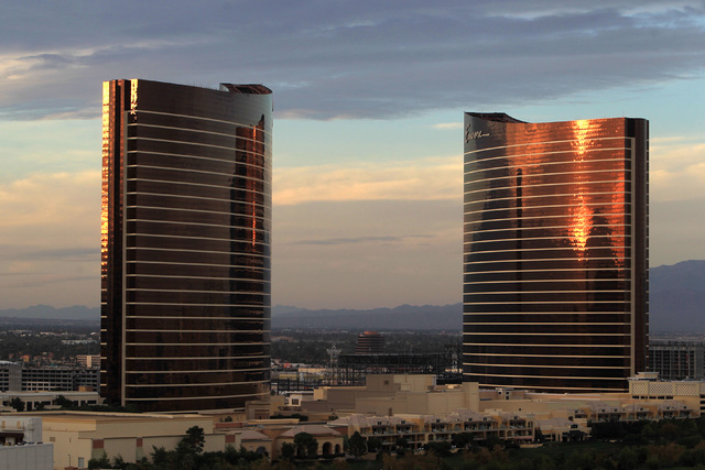 The Wynn and Encore towers are seen Thursday, Nov. 13, 2014. (Sam Morris/Las Vegas Review-Journal)