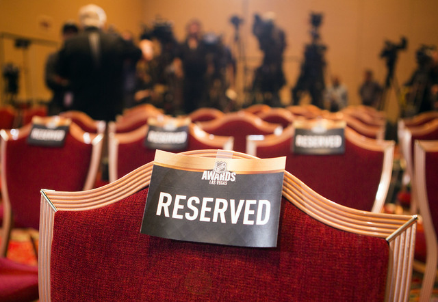 Media crews set up waiting for the National Hockey League news conference to announce team expansion to Las Vegas, Wednesday, June 22, 2016, at Encore Las Vegas. Jeff Scheid/Las Vegas Review-Jour ...