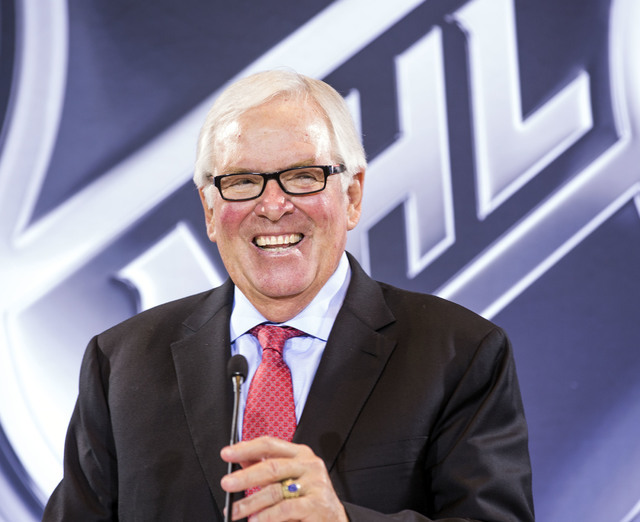 Bill Foley, Las Vegas billionaire businessman and owner of the new National Hockey Leagueexpansion team, smiles during a news conference at Encore Las Vegas on Wednesday, June 22, 2016. (Jeff Sche ...