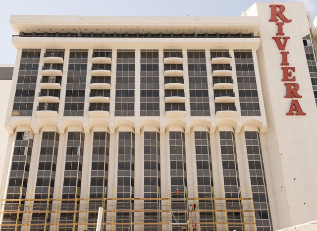 Contractors continue with the ongoing demolition of the Riviera Hotel and Casino in Las Vegas on Wednesday, May 25, 2016. (Mark Damon/Las Vegas News Bureau)