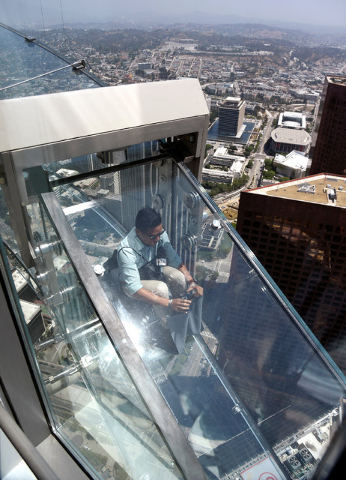 Los Angeles 1000 Foot High Glass Slide Opens Today Las