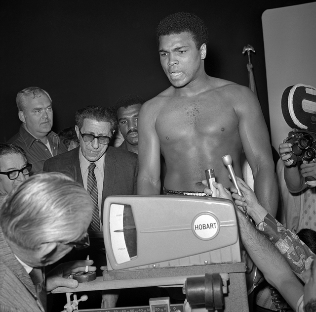 Muhammad Ali is weighed in for his fight against Jerry Quarry at the Las Vegas Convention Center June 27, 1972. Ali won with a TKO in the seventh round. (Las Vegas News Bureau)