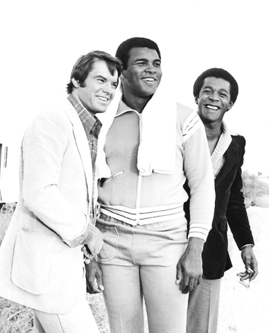 Robert Urich, Muhammad Ali and Clifton Davis are seen during the filming of the ABC television drama
"Vega$" Nov. 9, 1978. (Las Vegas News Bureau)