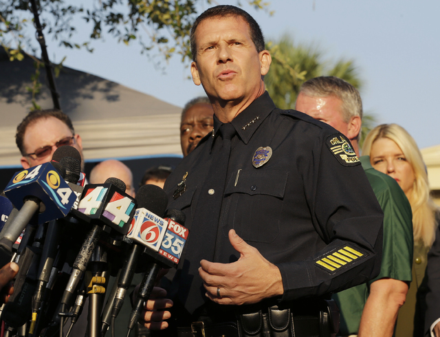 Orlando Police Chief John Mina describes the details of the fatal shootings at the Pulse Orlando nightclub during a media briefing Monday, June 13, 2016, in Orlando. (Chris O'Meara/AP)