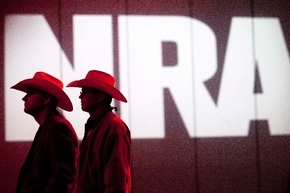 NRA members listen to speakers during the NRA convention on Saturday in Houston. National Rifle Association leaders told members Saturday that the fight against gun control legislation is far from ...