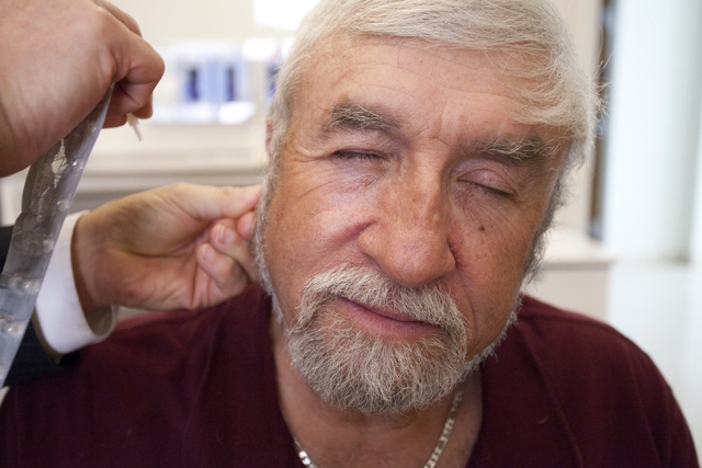 Vietnam War veteran Arthur Maheu receives acupuncture treatment for his pain from Dr. Randall James at the North Las Vegas VA Medical Center on Friday, June 3, 2016. Maheu has been getting treatme ...
