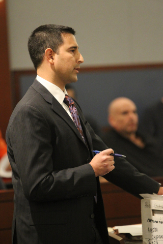Clark County Deputy Attorney Jay Raman speaks during the sentencing hearing of Ivy Rasmussen and her husband Robert Ballew at the Regional Justice Center in Las Vegas Wednesday, Jan. 14, 2015. Ras ...
